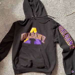 U Albany Black Hoodie Worn Once- Champion